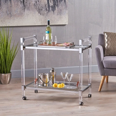 Mirren Modern Glass Bar Trolley Clear - Christopher Knight Home 3 Mirren Modern Glass Bar Trolley Clear - Christopher Knight Home