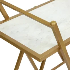 Chaves Handcrafted Modern Glam Marble Bar Cart Gold/White - Christopher Knight Home -Christopher Knight Home GUEST 7fab0408 3f57 4b52 b7e4 ff940d5febe2