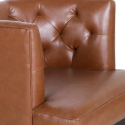Clough Contemporary Faux Leather Tufted Accent Chair Cognac Brown/Dark Brown - Christopher Knight Home -Christopher Knight Home GUEST 806f9450 72f4 415e b36e 5df49680265d