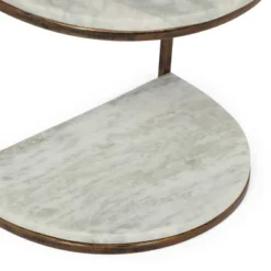 33.5" Bainville Modern Glam Handcrafted Marble Half Round Etagere Bookcase Natural White/Antique Brass - Christopher Knight Home -Christopher Knight Home GUEST 81ab22e6 eb7f 4b88 9722 a7abae7555a6