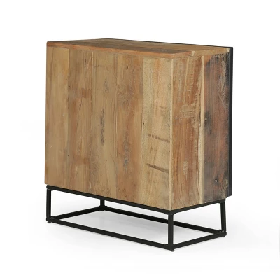 Burdine Handcrafted Boho Wood 3 Drawer Cabinet Natural/Black - Christopher Knight Home 6 Burdine Handcrafted Boho Wood 3 Drawer Cabinet Natural/Black - Christopher Knight Home - Image 4