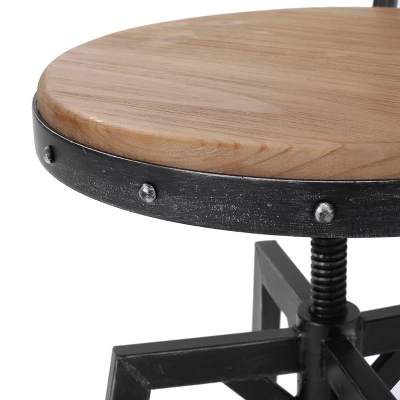 Set Of 2 Jutte Modern Industrial Firwood Adjustable Height Swivel Barstools Antique/Black Brushed Silver - Christopher Knight Home 7 Set Of 2 Jutte Modern Industrial Firwood Adjustable Height Swivel Barstools Antique/Black Brushed Silver - Christopher Knight Home - Image 5