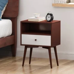 Burnett Mid Century Modern Side Table Brown - Christopher Knight Home -Christopher Knight Home GUEST 8c8e076a 1877 4718 a525 6d4acb550f23