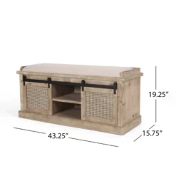 Niemi Rustic Storage Bench With Cushion Beige/ Natural/Black - Christopher Knight Home -Christopher Knight Home GUEST 908d4c69 5b66 4e4a 9599 91fe7bc47d57