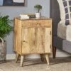 Lytle Boho Handcrafted Mango Wood Nightstand With Storage Natural - Christopher Knight Home