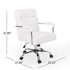 Gehring Modern Channel Stitched Swivel Office Lift Chair White/Chrome - Christopher Knight Home 13 Gehring Modern Channel Stitched Swivel Office Lift Chair White/Chrome - Christopher Knight Home -Christopher Knight Home GUEST 9210076e 3b59 4809 bbb2 7dfd2946a37f