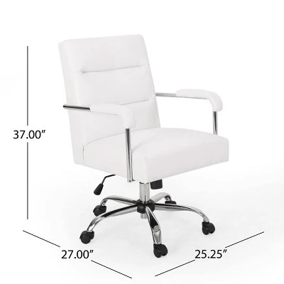 Gehring Modern Channel Stitched Swivel Office Lift Chair White/Chrome - Christopher Knight Home 8 Gehring Modern Channel Stitched Swivel Office Lift Chair White/Chrome - Christopher Knight Home - Image 6