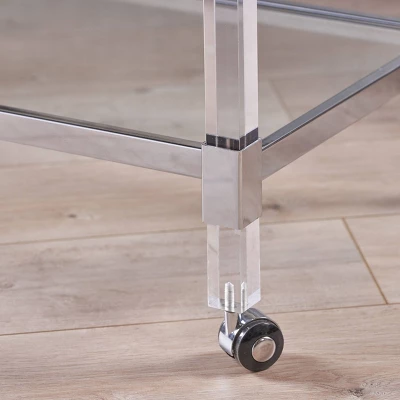 Mirren Modern Glass Bar Trolley Clear - Christopher Knight Home 5 Mirren Modern Glass Bar Trolley Clear - Christopher Knight Home - Image 3