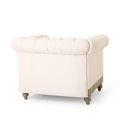 Castalia Chesterfield Tufted Fabric Club Chair With Nailhead Trim - Christopher Knight Home 4 Castalia Chesterfield Tufted Fabric Club Chair With Nailhead Trim - Christopher Knight Home - Image 2