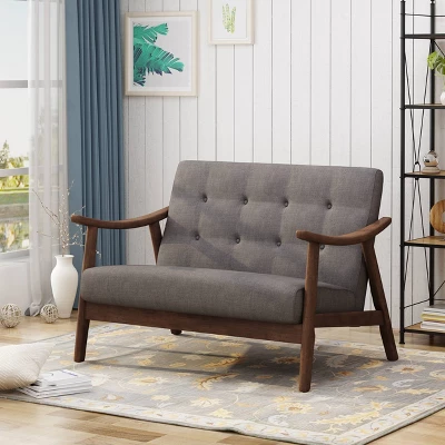 Hetel Mid-Century Modern Settee Dark Gray - Christopher Knight Home 3 Hetel Mid-Century Modern Settee Dark Gray - Christopher Knight Home