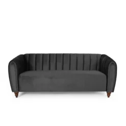 Richland Modern Glam Velvet Channel Stitch 3 Seater Sofa - Christopher Knight Home -Christopher Knight Home GUEST a44e3a38 f10f 4aed 8e7c ffa7c5c71ae7