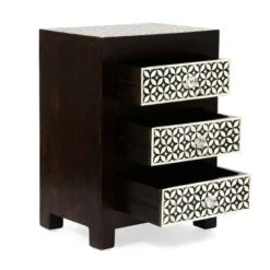 Benewah Handcrafted Boho 3 Drawer Mango Wood Nightstand Dark Walnut/Black/White - Christopher Knight Home -Christopher Knight Home GUEST a47cbe72 9b87 48f4 9d99 b56117bbebf8