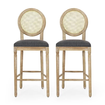 2pc Epworth French Country Wooden Barstools With Upholstered Seating - Christopher Knight Home 7 2pc Epworth French Country Wooden Barstools With Upholstered Seating - Christopher Knight Home - Image 5