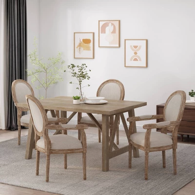 Set Of 4 Judith French Country Wood Upholstered Dining Chairs - Christopher Knight Home 3 Set Of 4 Judith French Country Wood Upholstered Dining Chairs - Christopher Knight Home