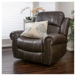 Charlie Faux Leather Leather Glider Recliner Club Chair Dark Brown - Christopher Knight Home -Christopher Knight Home GUEST b1506bd9 f42b 4fb7 8e93 139a24c42154