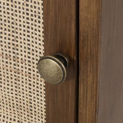 Pilster Contemporary End Table With Storage Walnut/Natural/Black - Christopher Knight Home 9 Pilster Contemporary End Table With Storage Walnut/Natural/Black - Christopher Knight Home - Image 7