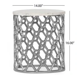 Lenhart Modern Glam Handcrafted Marble Top Aluminum Side Table Nickel/White - Christopher Knight Home 11 Lenhart Modern Glam Handcrafted Marble Top Aluminum Side Table Nickel/White - Christopher Knight Home -Christopher Knight Home GUEST b572c300 826c 482d afc7 180a77d6357a