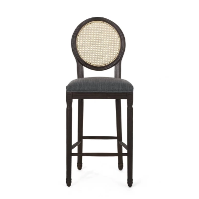 2pc Govan French Country Wooden Counter Height Barstools With Upholstered Seating Charcoal/Black - Christopher Knight Home 4 2pc Govan French Country Wooden Counter Height Barstools With Upholstered Seating Charcoal/Black - Christopher Knight Home - Image 2