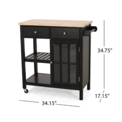 Byway Contemporary Kitchen Cart With Wheels Black/Natural - Christopher Knight Home -Christopher Knight Home GUEST b8a3c258 2614 4a65 b66a d75cfe9dd5d9
