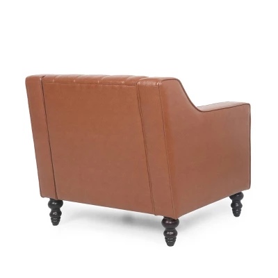 Furman Contemporary Tufted Club Chair Cognac - Christopher Knight Home 4 Furman Contemporary Tufted Club Chair Cognac - Christopher Knight Home - Image 2