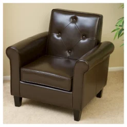 Isaac Tufted Brown Leather Club Chair -Chocolate Brown - Christopher Knight Home -Christopher Knight Home GUEST b96717c6 07e5 4a94 ad33 e3ac47618078