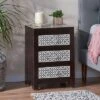Benewah Handcrafted Boho 3 Drawer Mango Wood Nightstand Dark Walnut/Black/White - Christopher Knight Home
