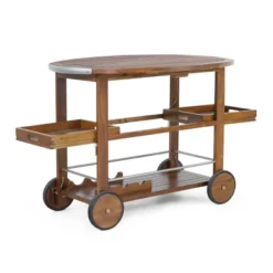 Cynthia Farmhouse Wooden Bar Cart Dark Oak Brown - Christopher Knight Home -Christopher Knight Home GUEST ba6c9592 bc55 4536 a7a9 1d0deaadf4d0