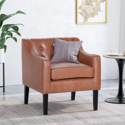 Deanna Contemporary Faux Leather Tufted Accent Chair - Christopher Knight Home 3 Deanna Contemporary Faux Leather Tufted Accent Chair - Christopher Knight Home