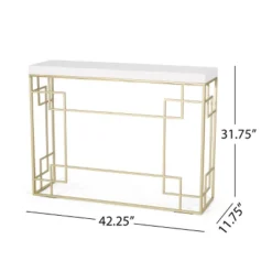 Depue Modern Glam Geometric Console Table Gold/White - Christopher Knight Home -Christopher Knight Home GUEST bd9f60e5 b76b 45e2 85cd 4164df12f4c6