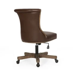 Coulee Contemporary Upholstered Roll Back Swivel Office Chair Dark Brown/Natural - Christopher Knight Home -Christopher Knight Home GUEST c03648fb 16a5 4f47 8051 bb120f237be5