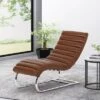 Pearsall Modern Channel Stitch Chaise Lounge Cognac Brown/Silver - Christopher Knight Home -Christopher Knight Home GUEST c19a9d0d 2739 4de6 b40c de8a7b2a5cad