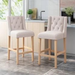 Set Of 2 Lansglen Button Tufted Wingback Barstools - Christopher Knight Home -Christopher Knight Home GUEST c598b279 adb9 4078 a912 c4db543d1ea4