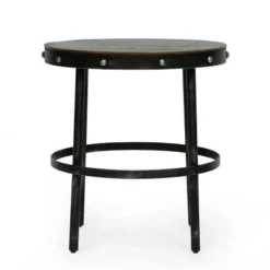 Rivet Modern Industrial Handcrafted Round Mango Wood Side Table Brown/Antique Gunmetal - Christopher Knight Home -Christopher Knight Home GUEST c7bd2407 12d4 406b a4f0 7a1d93aa00ea