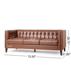 Pondway Contemporary Faux Leather Tufted 3 Seater Sofa - Christopher Knight Home 22 Pondway Contemporary Faux Leather Tufted 3 Seater Sofa - Christopher Knight Home -Christopher Knight Home GUEST c7cd0597 fa95 4238 9530 54287a74fad1