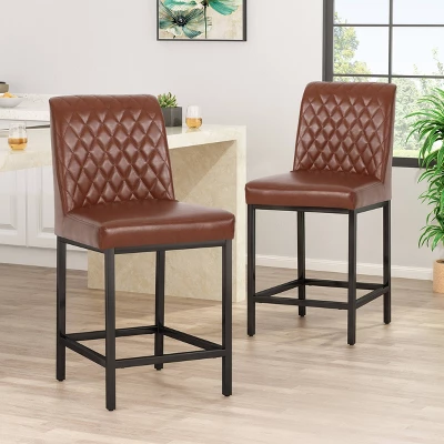 2pc Osgood Contemporary Diamond Stitch Counter Height Barstools - Christopher Knight Home 3 2pc Osgood Contemporary Diamond Stitch Counter Height Barstools - Christopher Knight Home
