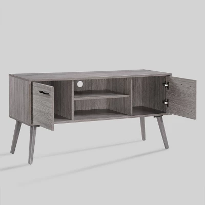 Chandelle 2pc Mid-Century Entertainment Center Set Gray Oak - Christopher Knight Home 4 Chandelle 2pc Mid-Century Entertainment Center Set Gray Oak - Christopher Knight Home - Image 2