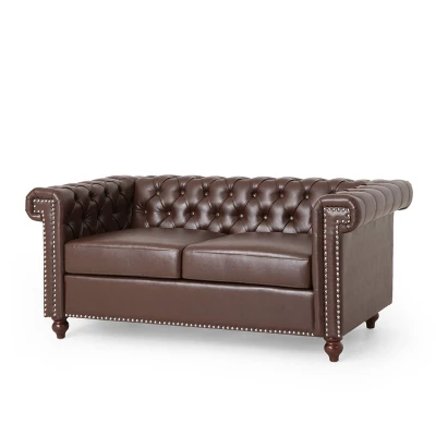 Brinkhaven Contemporary Button Tufted Loveseat With Nailhead Trim - Christopher Knight Home 11 Brinkhaven Contemporary Button Tufted Loveseat With Nailhead Trim - Christopher Knight Home - Image 9