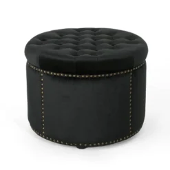 Tiernan Glam Velvet Tufted Ottoman - Christopher Knight Home -Christopher Knight Home GUEST d27f416e 8073 4278 9481 11a3f8e6c486