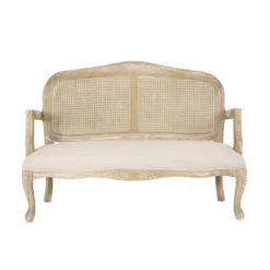 Saley French Country Wood And Cane Loveseat - Christopher Knight Home -Christopher Knight Home GUEST d90480f1 7cda 490a a846 64dd89e9157c