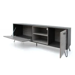 Isadora 71" Mid Century TV Stand For TVs Up To 74" Sonoma Gray/Black - Christopher Knight Home -Christopher Knight Home GUEST da64da3f fc40 45db 9b7e 9d95871087ba