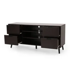 Doerun Mid-Century Modern Storage TV Stand For TVs Up To 48" Dark Gray/Black - Christopher Knight Home -Christopher Knight Home GUEST dae9ff5a 13b9 4624 b9b3 65322e1448b4