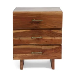 Set Of 2 Terrell Handcrafted Boho Acacia Wood 3 Drawer Nightstands Dark Natural - Christopher Knight Home -Christopher Knight Home GUEST db2c8a5f 4ada 496b bdbb 0de2766eb57b