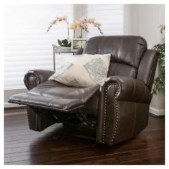 Charlie Faux Leather Leather Glider Recliner Club Chair Dark Brown - Christopher Knight Home -Christopher Knight Home GUEST e8b5e97c 4b01 4c7a 9139 0c4ce83a0f3f