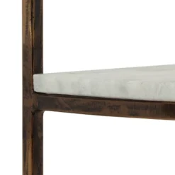 33.5" Bainville Modern Glam Handcrafted Marble Half Round Etagere Bookcase Natural White/Antique Brass - Christopher Knight Home -Christopher Knight Home GUEST e8e9bc5f cfde 4ca6 8d2c 47465c627aa2