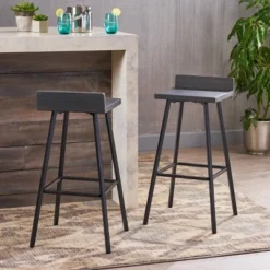 Set Of 2 Bidwell Modern Wood Barstool - Christopher Knight Home