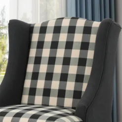 Toddman High-Back Club Chair Checkerboard Black/Dark Charcoal - Christopher Knight Home -Christopher Knight Home GUEST ef71f2a3 b2cf 4229 a856 bb9e49270ee4