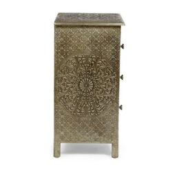 Deschutes Handcrafted Boho 3 Drawer Nightstand Silver - Christopher Knight Home -Christopher Knight Home GUEST f0ba16bb 79ee 4916 869b 7466510ac379