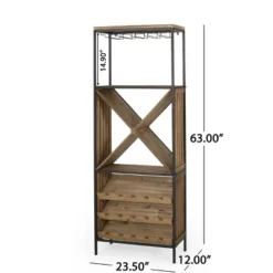 Fritsche Modern Industrial 47 Bottle Floor Wine Rack Natural/Black - Christopher Knight Home -Christopher Knight Home GUEST f1cc12a2 fa45 4767 8aae dd748f21b9f2