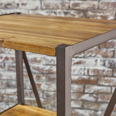 Roney 17" Bookcase With Rustic Metal Finished Iron Accents - Natural - Christopher Knight Home 4 Roney 17" Bookcase With Rustic Metal Finished Iron Accents - Natural - Christopher Knight Home - Image 2