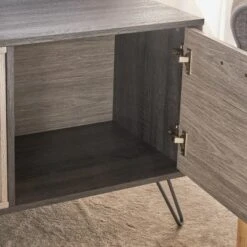 Isadora 71" Mid Century TV Stand For TVs Up To 74" Sonoma Gray/Black - Christopher Knight Home -Christopher Knight Home GUEST f51a0fa7 e740 401b 87d8 fbca8f4810c3